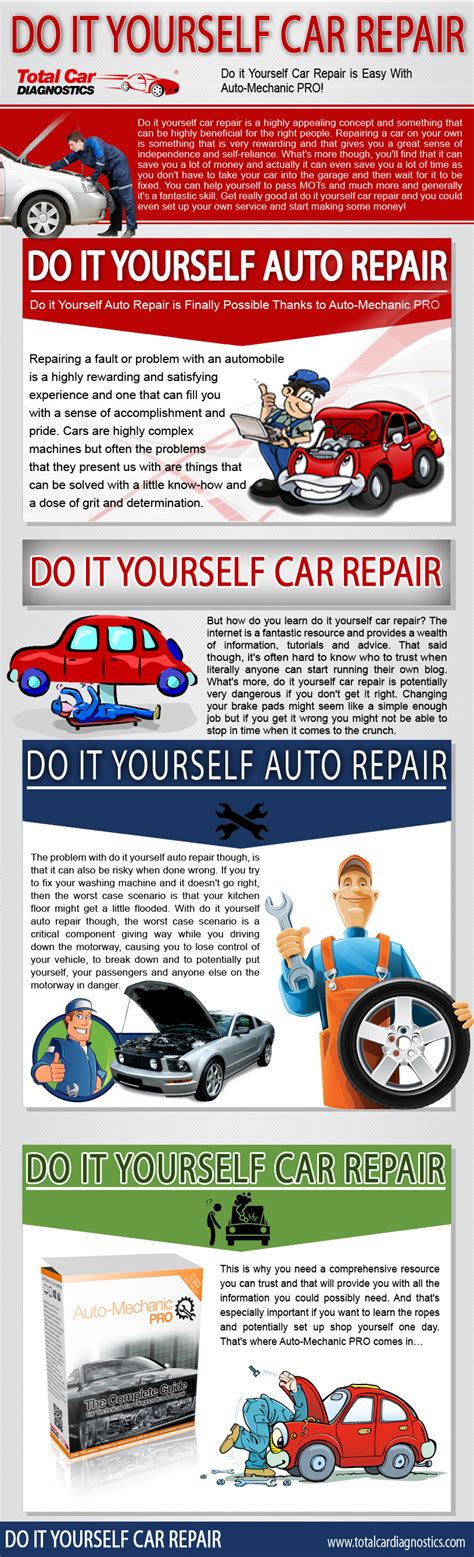 Auto repairs can be expensive. Do It Yourself Car Repair | Visual.ly