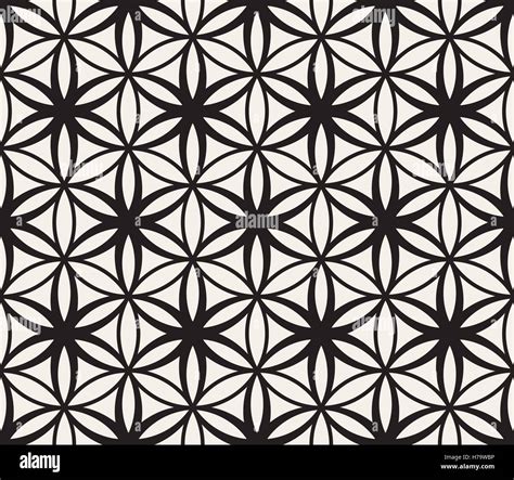 Vector Seamless Black And White Flower Of Life Sacred Geometry Circle