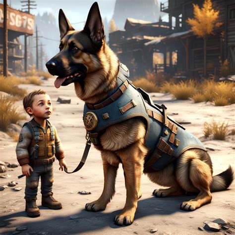 Baby Sole Survivor With Giant Dogmeat Fo4 Ai Generated Artwork