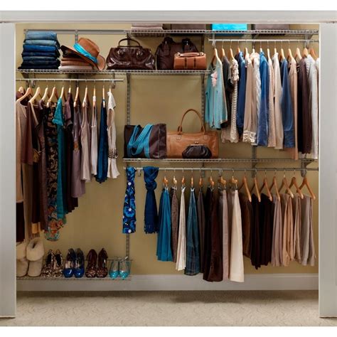 Get great shelving space without sacrificing hanging. ClosetMaid ShelfTrack 5 ft. to 8 ft. 12 in. D x 96 in. W x ...