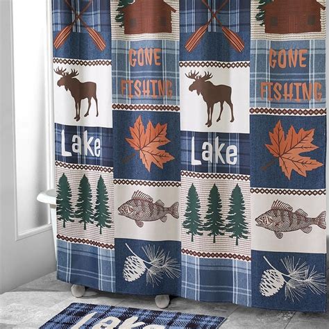 Moose Lake Lodge Bathroom Accessories Rustic Shower Curtains Lodge