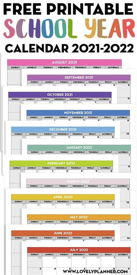Free Printable 2021 2022 Monthly School Calendar Template Lovely Planner