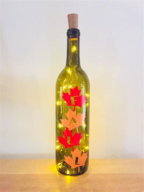 Fall Leaves Wine Bottle Fall Wine Bottle Decoration With Lights Fall