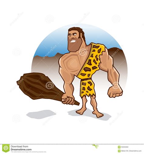 Angry Caveman Character With Big Muscles Stock Vector Illustration Of
