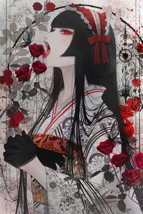 Girl Long Black Hair Vampire ♰ Pixiv In 2020 Anime Art Girl Vampire Art Art