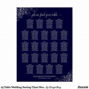 23 Table Wedding Seating Chart Navy Blue Silver Zazzle Com