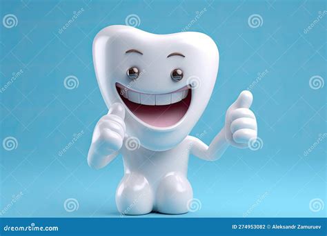 Cute Healthy Shiny Cartoon Tooth Character Childrens Dentistry Concept