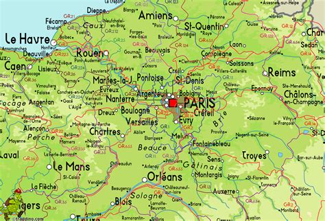Carte de france avec le nom et le numéro des départements. Ile-de-France