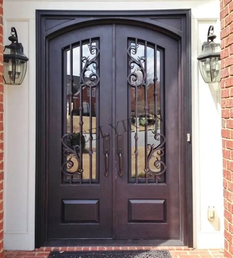Square Top Wrought Iron Exterior Doors With Sidelight Fd 576 View