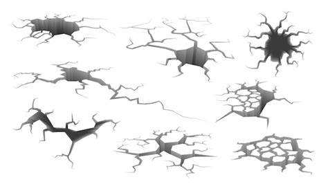 Premium Vector Collection Of Earthquake Cracks Hole Effect And