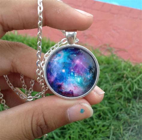 Purple And Blue Galaxy Nebula Pendant Necklace By Saloscraftshop On