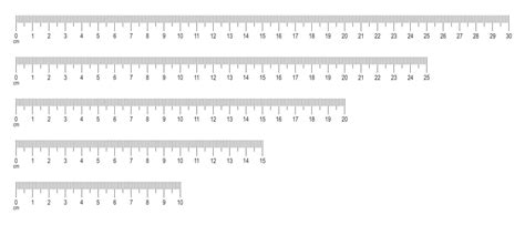 Scale Of Ruler With Numbers Set Horizontal Measuring Chart With 30 25
