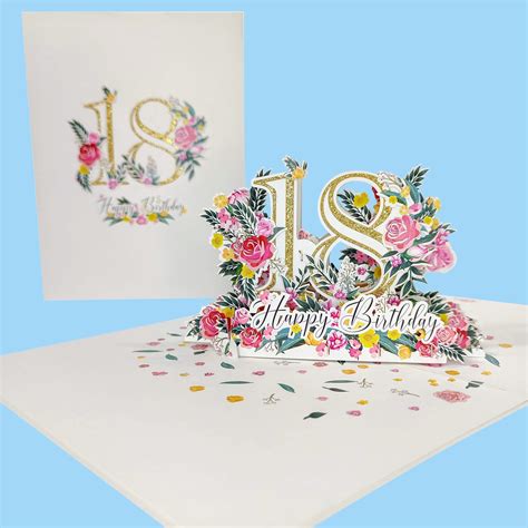 Floral 18th Birthday Pop Up Card Uk