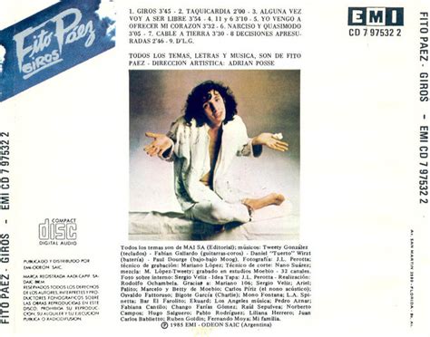 Por supuesto que me hice un 'falsificativo', a las 12 del día, y me voy a meter al estudio donde estaba grabando giros. Fito Páez (1985) - Giros | Orfebre Sinfonico