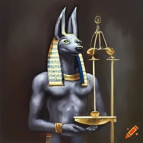 Anubis Status Siting Outside Near The Nile And Palm Trees In Front Of A Temple On Craiyon