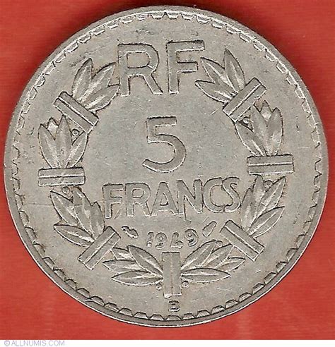 5 Francs 1949 B Fourth Republic 1946 1958 France Coin 21158