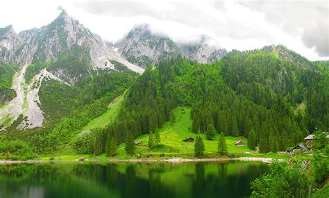 Fonds Decran Autriche Montagnes Lac Forêts Lake Gosausee Nature