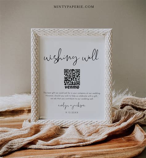 Wishing Well Sign, Honeymoon Fund Card, QR Wedding Fund Insert, Venmo