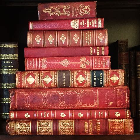 Stacks Of Red Antique Leather Bound Books Book Decor Bookshelf