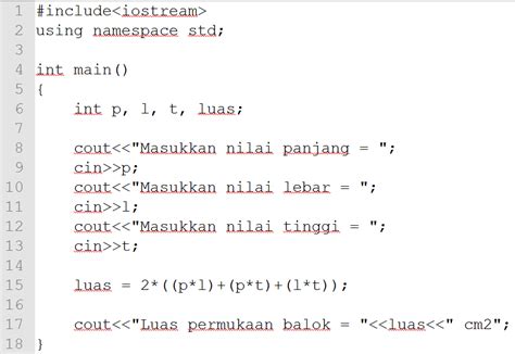 Contoh Program Bahasa C Menghitung Volume Kubus Dan Balok Kuas Images