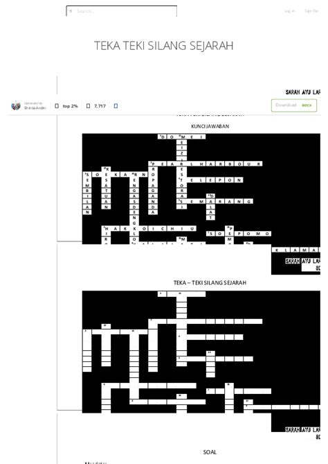 Teka Teki Silang Sejarah Kelas 11 – Kami