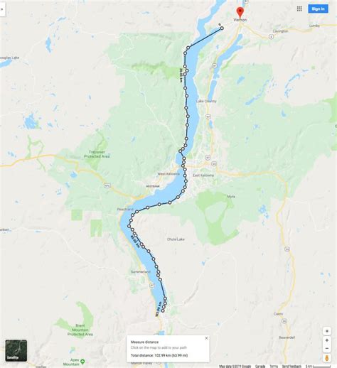 Okanagan Lake Paddling Route Frontrange Imaging