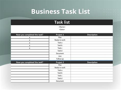 Excel Of Modern Business Task Listxlsx Wps Free Templates