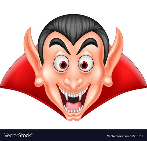 Cartoon Vampire Head Isolated On White Background Vector Image On