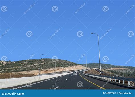 Modern Highway Through Hilly Terrain With Curves Stock Image Image Of