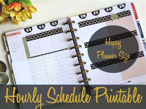 Happy Planner Hourly Insert Hourly Schedule Create 365 Etsy