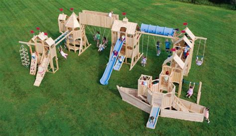 This backyard playground is amazing! Wooden Swing Set Design Free - WoodWorking Projects & Plans