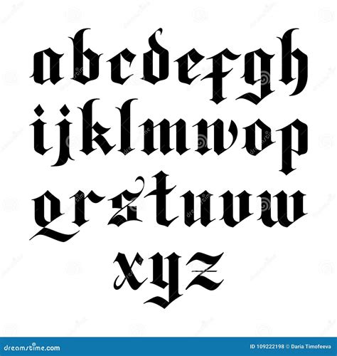 Gothic Vector Uppercase And Lowercase Letters On A Black Background