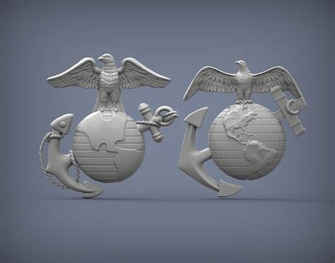 Us Marine Corps Globe And Anchor Insignia Set 3d Model 3d Printable