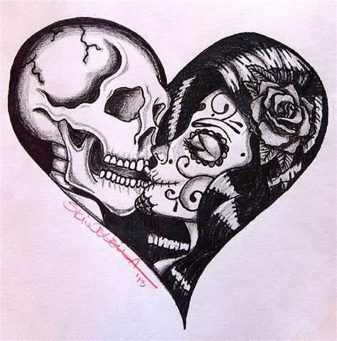 Heart Kiss By Skinderella Sugar Skull Skeleton Lovers Canvas Art Print Canvas Art Hearts