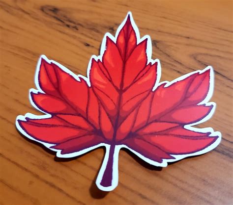 Glossy Vinyl Red Maple Leaf Sticker Etsy