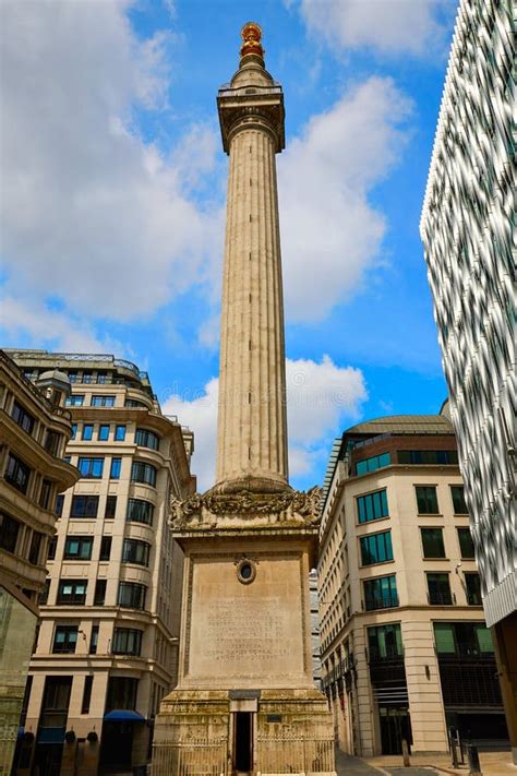London Monument To The Great Fire Column Stock Image Image Of