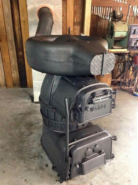 There are six rows of excellent wood, possibly two years worth of fuel. Wards coal heater or furnace. | Antique stoves | Pinterest