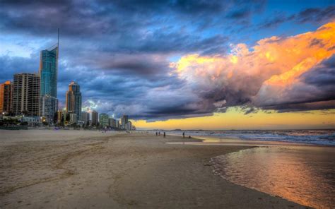 Sunset Clouds On The Beach Hd Desktop Wallpaper Widescreen High
