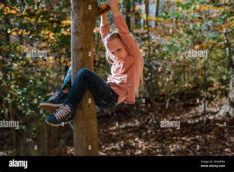 Little Girl Climbing Tree Hi Res Stock Photography And Images Alamy