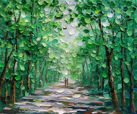 11+ landscape easy canvas painting ideas for beginners. Palette Knife Oil Painting Forest Landscape by Enxu Zhou ...