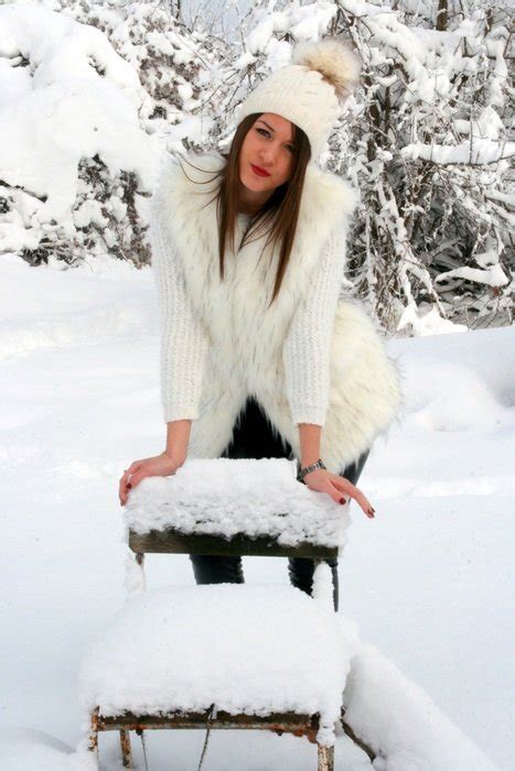Girl In White Posing Among Deep Snow Free Image Download