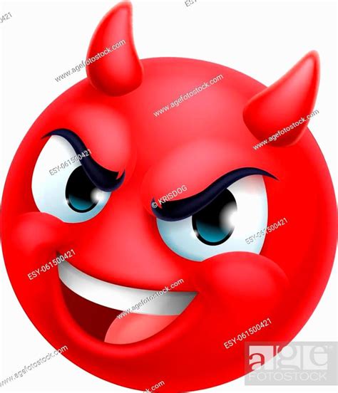 A Red Devil Or Satan Emoji Emoticon Man Face Cartoon Icon Mascot Stock