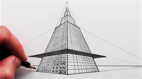 How To Draw 3 Point Perspective Skyscraper Building Youtube