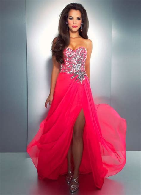 Neon Pink Beautiful Prom Dress Mac Duggal Prom Dresses Prom Dresses
