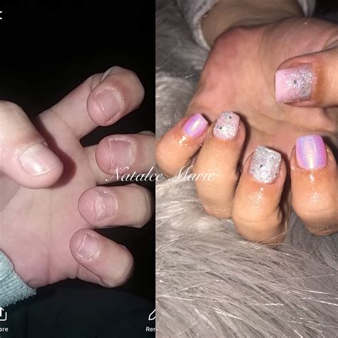 Before And After Transformation Pink Chrome With Silver Glitter Short