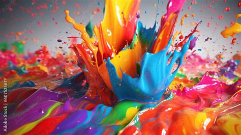 Abstract Colorful Paint Splash 4k Wallpaper Ai Stock Illustration