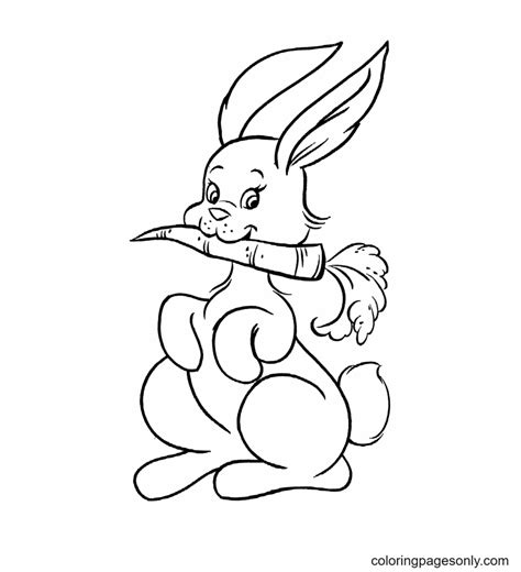Rabbit Gnaw Carrot Coloring Page Free Printable Coloring Pages