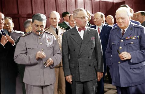 As the conference opened, american president truman received word of the successful detonation of the atomic bomb. Stalin, Truman, and Churchill at the Potsdam Conference ...