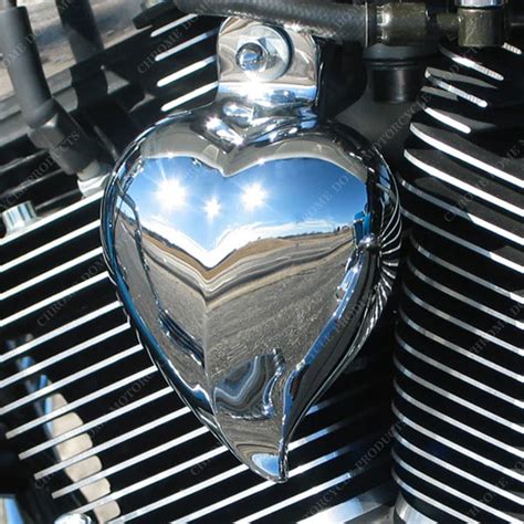 Harley Horn Covers Heart Shaped Chrome Dome Motorcycle Products