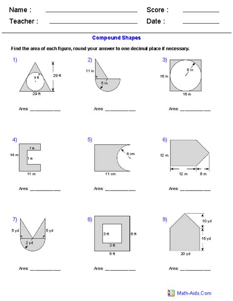 Surface Area Of Composite Figures Worksheet
